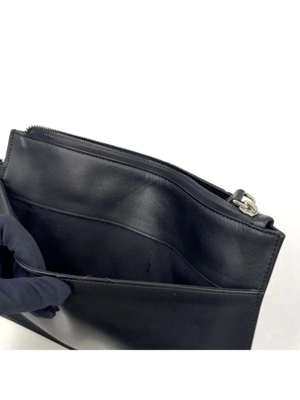 Fendi Mini Occhi Eyes Bugs Monster Leather Black Clutch Silver